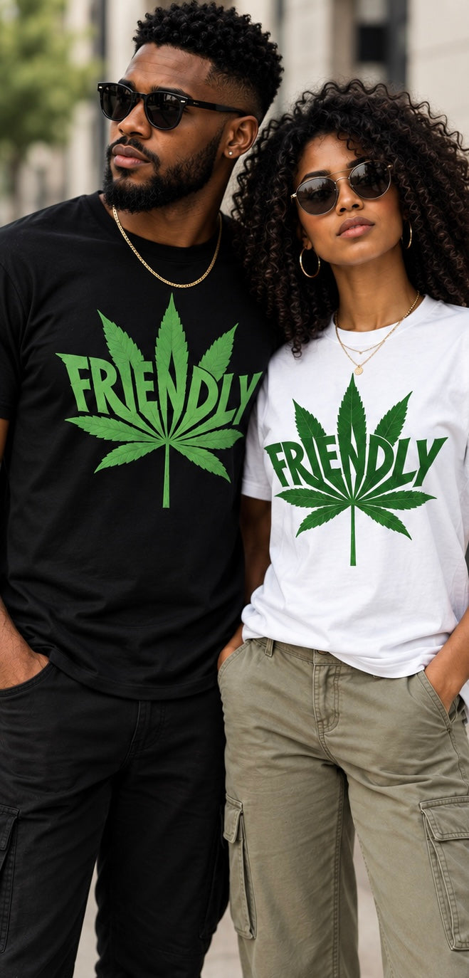 Friendly Graphic T-Shirt | Cannabis Leaf Statement Tee