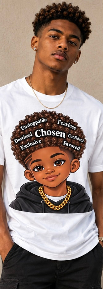 Natural Hair Chosen King Shirt – Black Man Empowerment Tee | Afro Pride Shirt | Melanin Graphic Tee