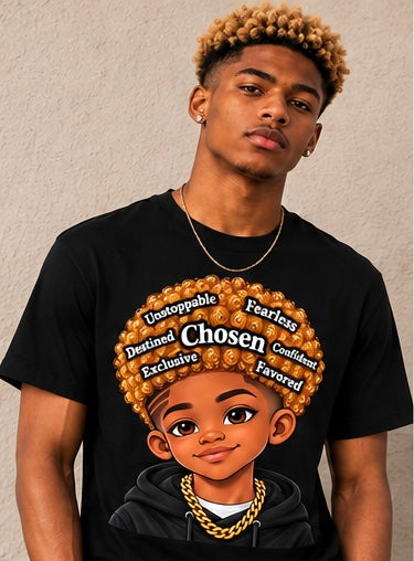 Chosen King Blonde Afro Shirt – Fearless Confident Favored Graphic Tee | Empowering Black Man Shirt | Melanin King Apparel