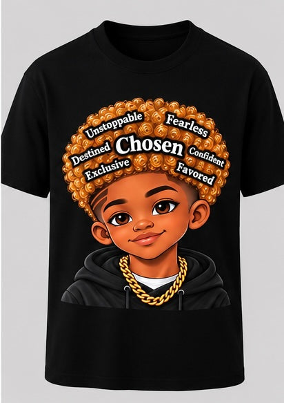 Chosen King Blonde Afro Shirt – Fearless Confident Favored Graphic Tee | Empowering Black Man Shirt | Melanin King Apparel