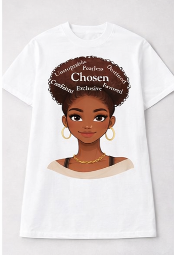 Natural Hair Chosen Queen Shirt – Black Woman Empowerment Tee | Afro Pride Shirt | Melanin Graphic Tee