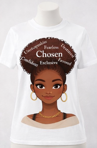 Natural Hair Chosen Queen Shirt – Black Woman Empowerment Tee | Afro Pride Shirt | Melanin Graphic Tee