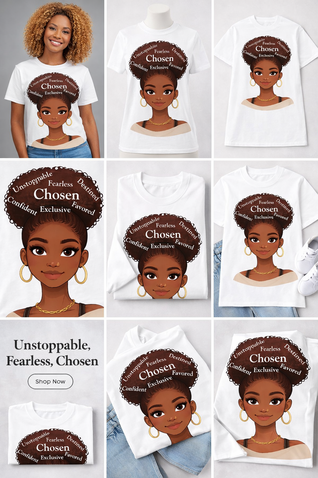 Natural Hair Chosen Queen Shirt – Black Woman Empowerment Tee | Afro Pride Shirt | Melanin Graphic Tee