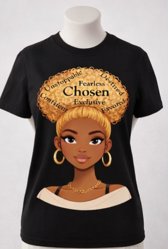 Chosen Queen Blonde Afro Shirt – Fearless Confident Favored Graphic Tee | Empowering Black Woman Shirt | Melanin Queen Apparel
