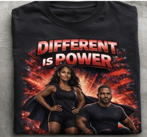 Different Is Power – Adaptive Strength Inspirational Graphic T-Shirt | Disability Pride Motivation Tee