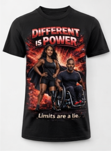 Different Is Power – Adaptive Strength Inspirational Graphic T-Shirt | Disability Pride Motivation Tee