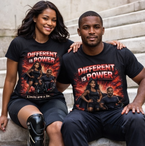Different Is Power – Adaptive Strength Inspirational Graphic T-Shirt | Disability Pride Motivation Tee