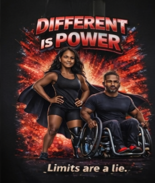 Different Is Power – Adaptive Strength Inspirational Graphic T-Shirt | Disability Pride Motivation Tee
