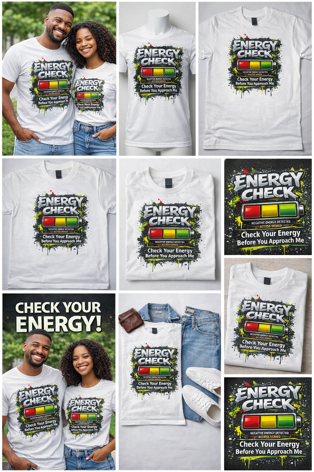 Energy Check – Check Your Energy Before You Approach Me Graphic T-Shirt