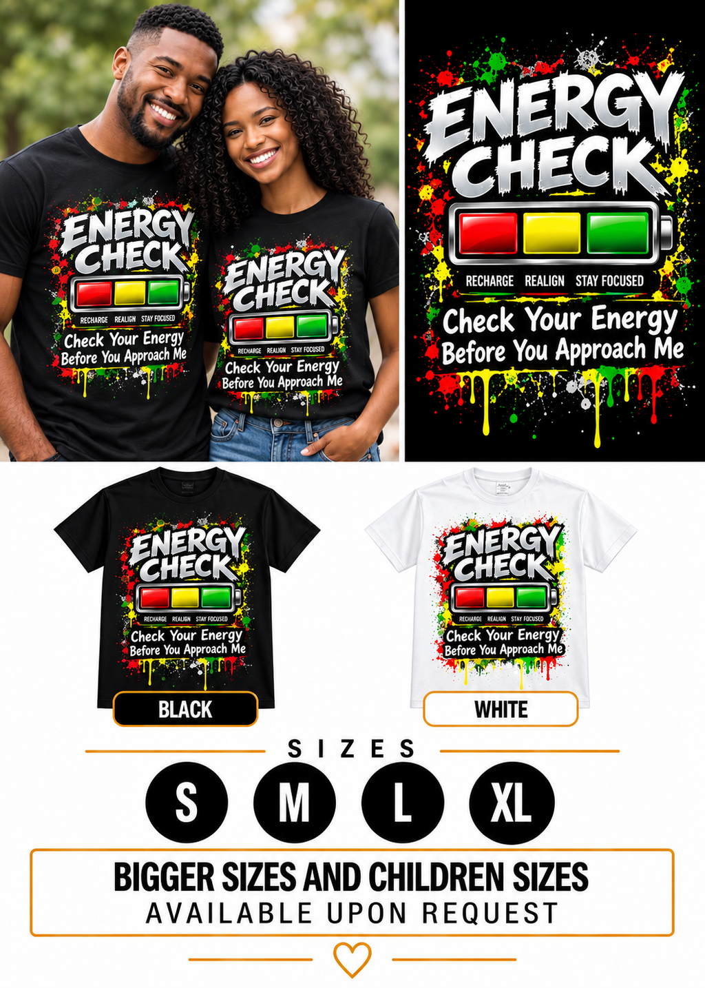 Energy Check – Check Your Energy Before You Approach Me Graphic T-Shirt