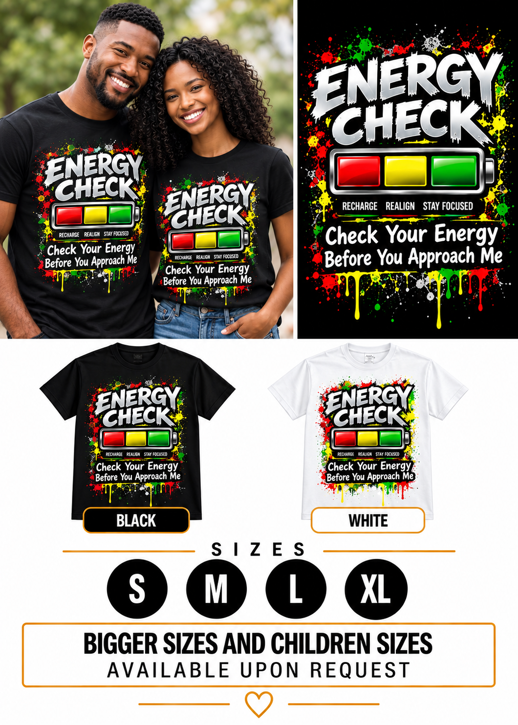 Energy Check – Check Your Energy Before You Approach Me Graphic T-Shirt