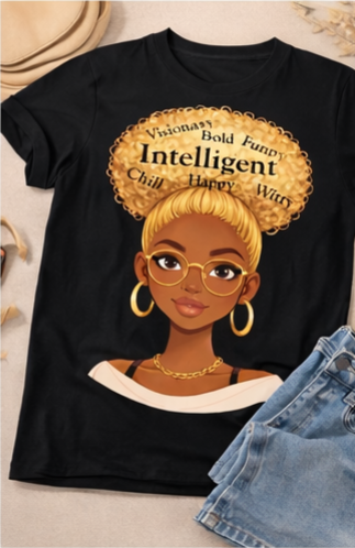 Intelligent Queen Blonde Afro Shirt – Smart Black Woman Graphic Tee | Bold Witty Happy Shirt | Melanin Empowerment Apparel