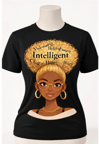 Intelligent Queen Blonde Afro Shirt – Smart Black Woman Graphic Tee | Bold Witty Happy Shirt | Melanin Empowerment Apparel