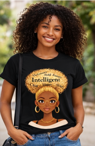 Intelligent Queen Blonde Afro Shirt – Smart Black Woman Graphic Tee | Bold Witty Happy Shirt | Melanin Empowerment Apparel