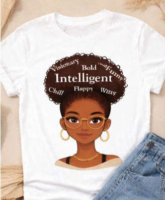 Smart Afro Queen Shirt – Intelligent Bold Witty Graphic Tee | Black Woman Empowerment Shirt | Natural Hair Pride Apparel