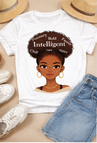 Smart Afro Queen Shirt – Intelligent Bold Witty Graphic Tee | Black Woman Empowerment Shirt | Natural Hair Pride Apparel
