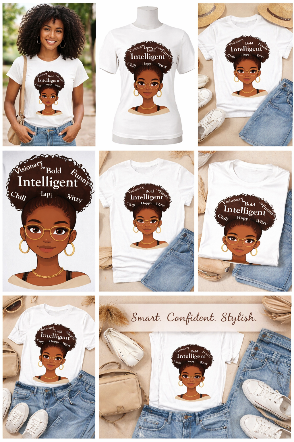 Smart Afro Queen Shirt – Intelligent Bold Witty Graphic Tee | Black Woman Empowerment Shirt | Natural Hair Pride Apparel