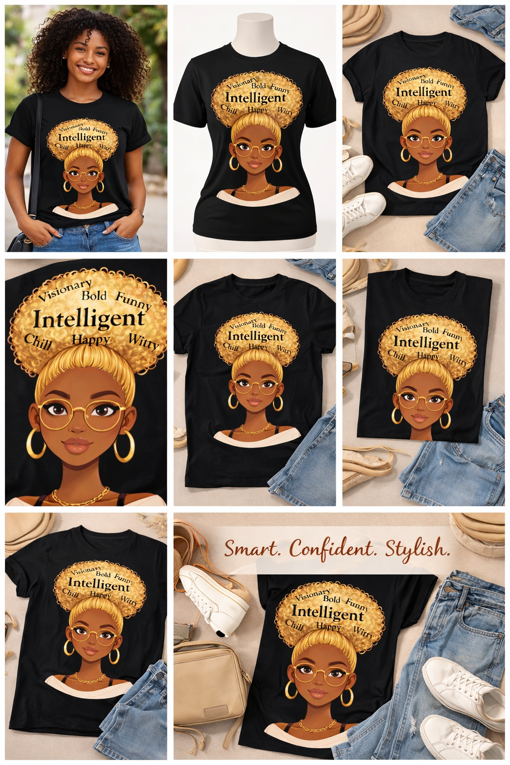Intelligent Queen Blonde Afro Shirt – Smart Black Woman Graphic Tee | Bold Witty Happy Shirt | Melanin Empowerment Apparel