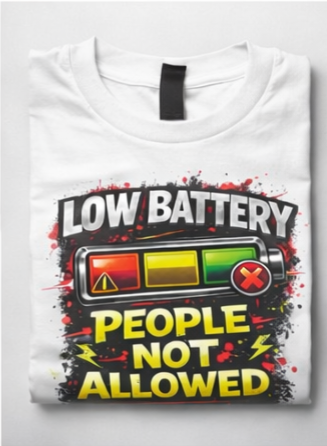 Low Battery People Not Allowed T-Shirt – Funny Energy Vibes Graphic Tee | Motivational Humor Shirt | Streetwear Statement Tee