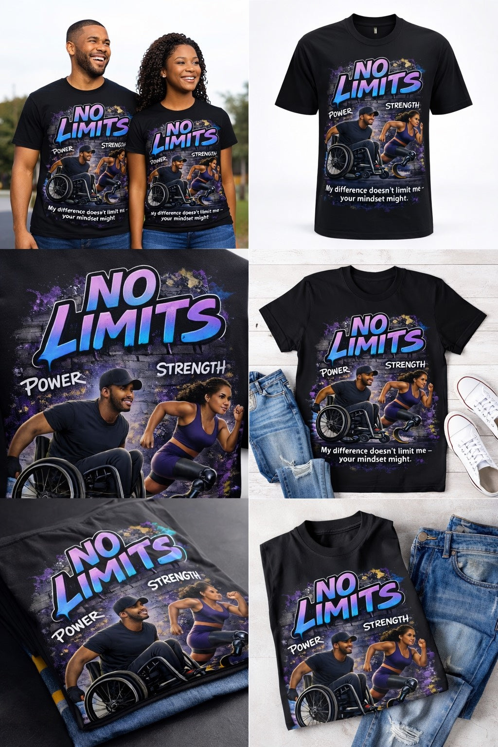 No Limits – Power & Strength Disability Awareness Graphic Tee