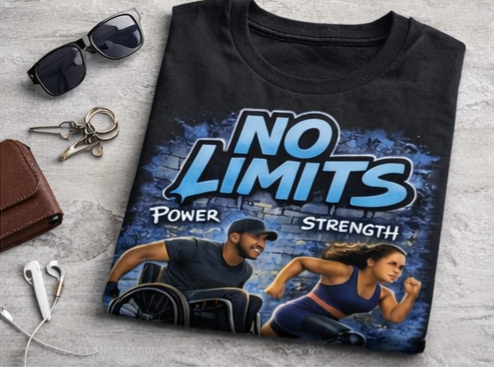 No Limits – Power & Strength Disability Awareness Graphic Tee