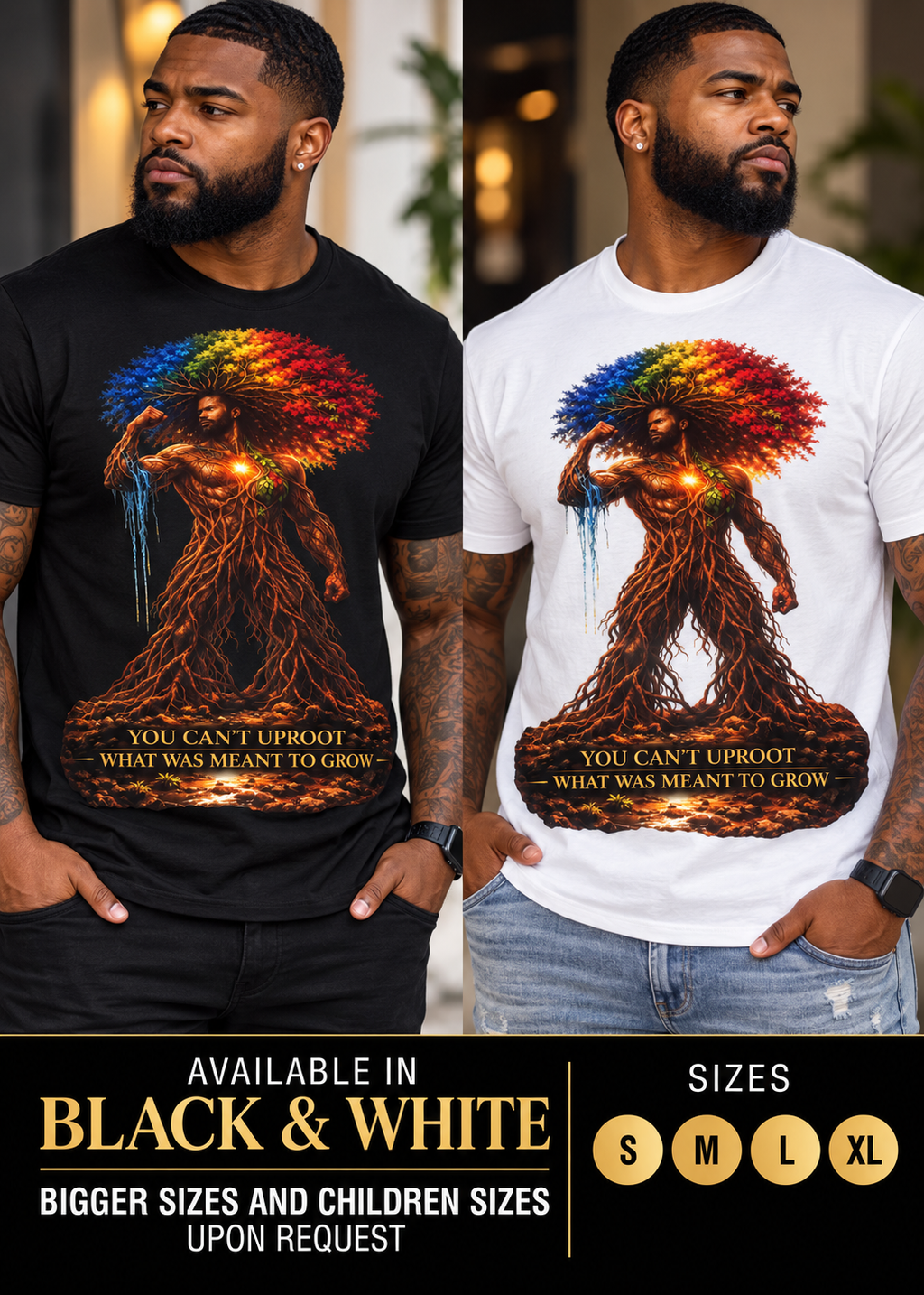 You Can’t Uproot What Was Meant to Grow Shirt, Motivational Graphic Tee, Inspirational Strength Shirt, Afrocentric Art T-Shirt, Growth Mindset Apparel Male Shirt