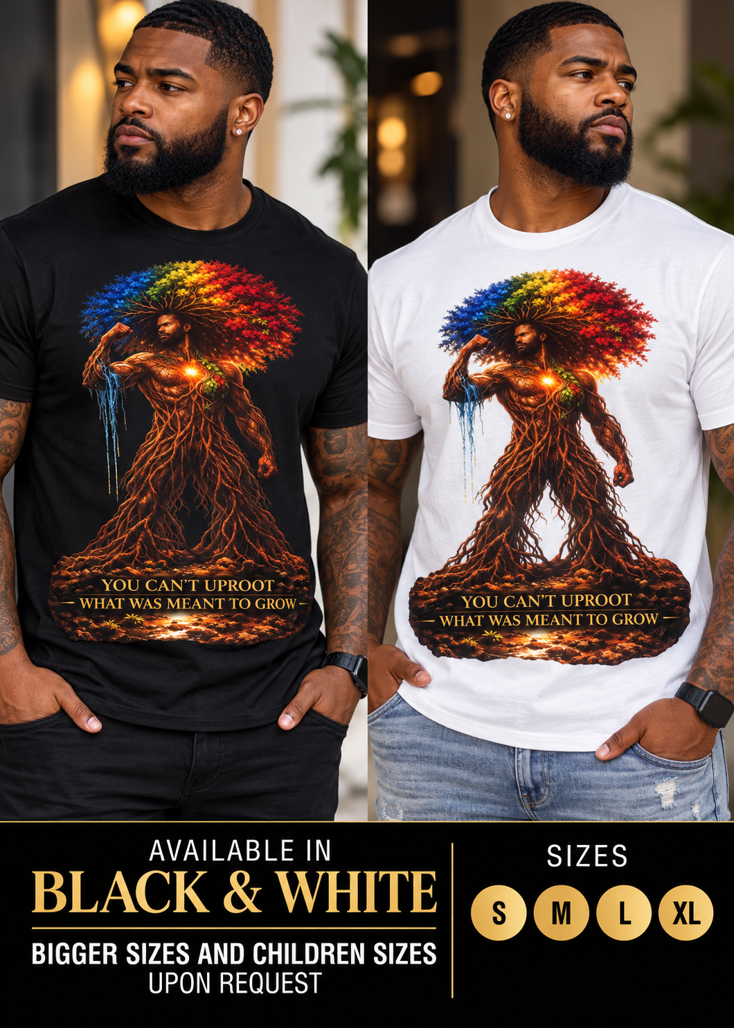 You Can’t Uproot What Was Meant to Grow Shirt, Motivational Graphic Tee, Inspirational Strength Shirt, Afrocentric Art T-Shirt, Growth Mindset Apparel Male Shirt