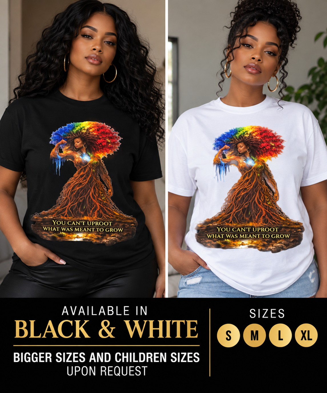 You Can’t Uproot What Was Meant to Grow Shirt, Empowerment T-Shirt, Inspirational Afro Art Tee, Growth Mindset Graphic Tee, Black Woman Art Shirt