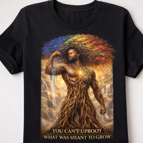You Can’t Uproot What Was Meant to Grow Shirt, Motivational Graphic Tee, Inspirational Strength Shirt, Afrocentric Art T-Shirt, Growth Mindset Apparel Male Shirt
