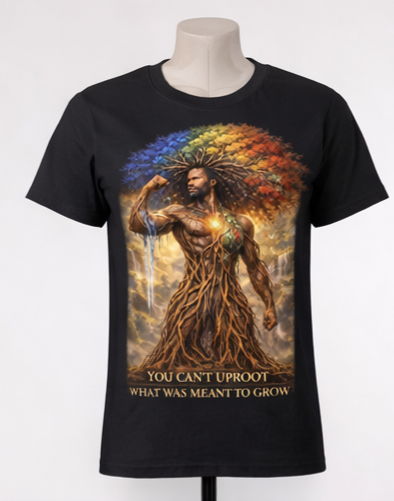 You Can’t Uproot What Was Meant to Grow Shirt, Motivational Graphic Tee, Inspirational Strength Shirt, Afrocentric Art T-Shirt, Growth Mindset Apparel Male Shirt