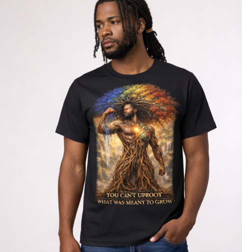 You Can’t Uproot What Was Meant to Grow Shirt, Motivational Graphic Tee, Inspirational Strength Shirt, Afrocentric Art T-Shirt, Growth Mindset Apparel Male Shirt