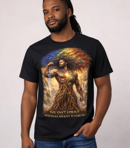 You Can’t Uproot What Was Meant to Grow Shirt, Motivational Graphic Tee, Inspirational Strength Shirt, Afrocentric Art T-Shirt, Growth Mindset Apparel Male Shirt