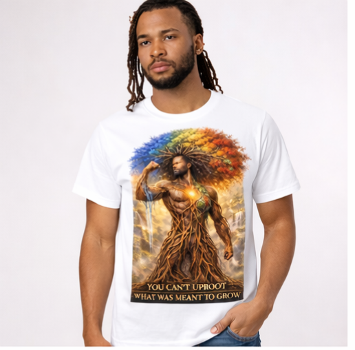 You Can’t Uproot What Was Meant to Grow Shirt, Motivational Graphic Tee, Inspirational Strength Shirt, Afrocentric Art T-Shirt, Growth Mindset Apparel Male Shirt