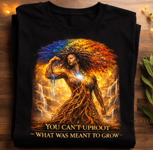 You Can’t Uproot What Was Meant to Grow Shirt, Empowerment T-Shirt, Inspirational Afro Art Tee, Growth Mindset Graphic Tee, Black Woman Art Shirt