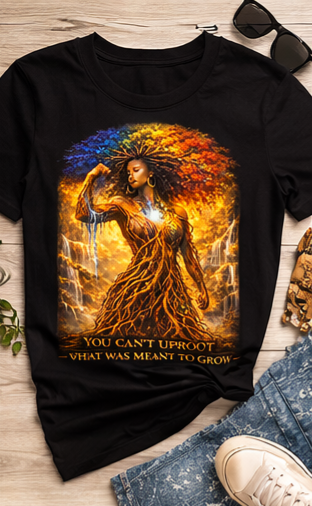 You Can’t Uproot What Was Meant to Grow Shirt, Empowerment T-Shirt, Inspirational Afro Art Tee, Growth Mindset Graphic Tee, Black Woman Art Shirt