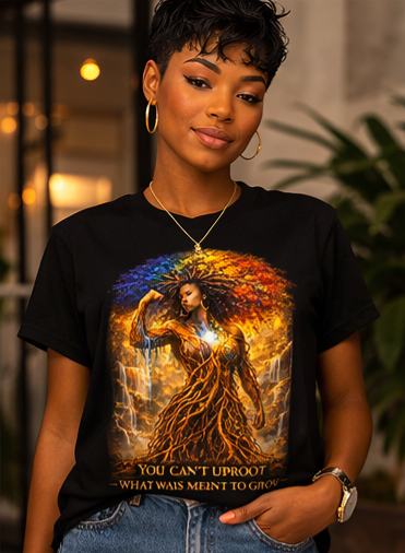 You Can’t Uproot What Was Meant to Grow Shirt, Empowerment T-Shirt, Inspirational Afro Art Tee, Growth Mindset Graphic Tee, Black Woman Art Shirt
