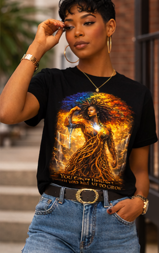 You Can’t Uproot What Was Meant to Grow Shirt, Empowerment T-Shirt, Inspirational Afro Art Tee, Growth Mindset Graphic Tee, Black Woman Art Shirt