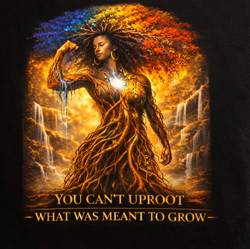 You Can’t Uproot What Was Meant to Grow Shirt, Empowerment T-Shirt, Inspirational Afro Art Tee, Growth Mindset Graphic Tee, Black Woman Art Shirt