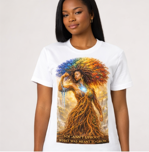 You Can’t Uproot What Was Meant to Grow Shirt, Empowerment T-Shirt, Inspirational Afro Art Tee, Growth Mindset Graphic Tee, Black Woman Art Shirt