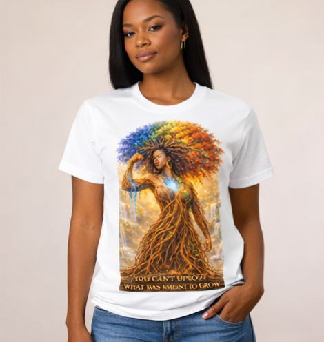 You Can’t Uproot What Was Meant to Grow Shirt, Empowerment T-Shirt, Inspirational Afro Art Tee, Growth Mindset Graphic Tee, Black Woman Art Shirt