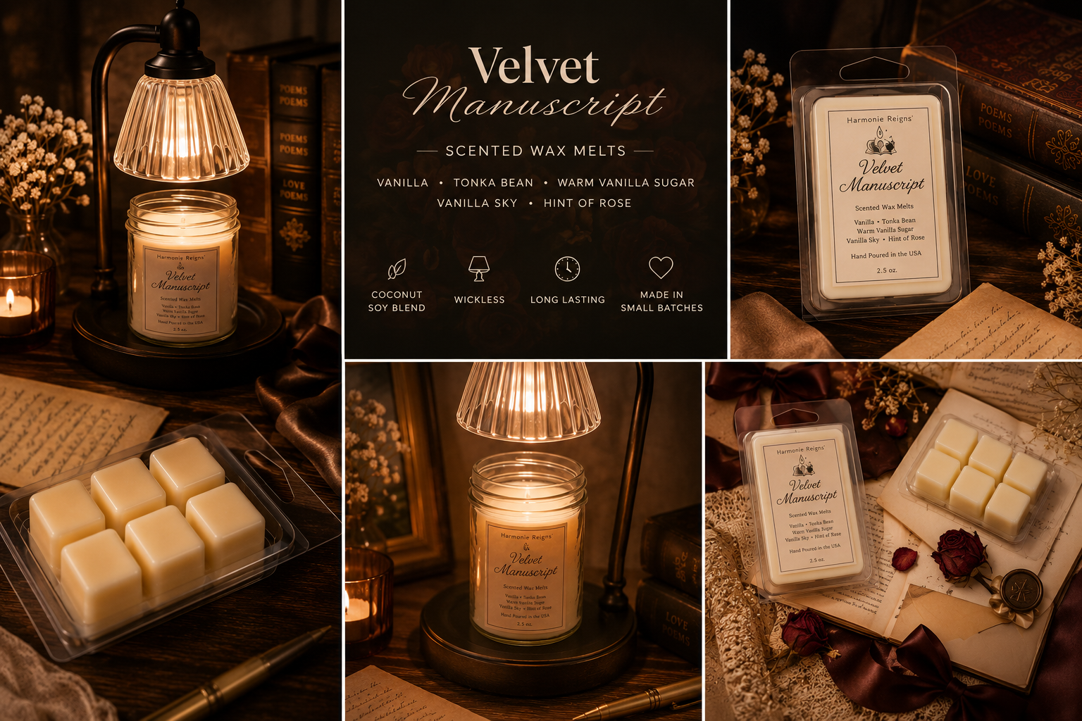 Velvet Manuscript | Wickless Candle- Large